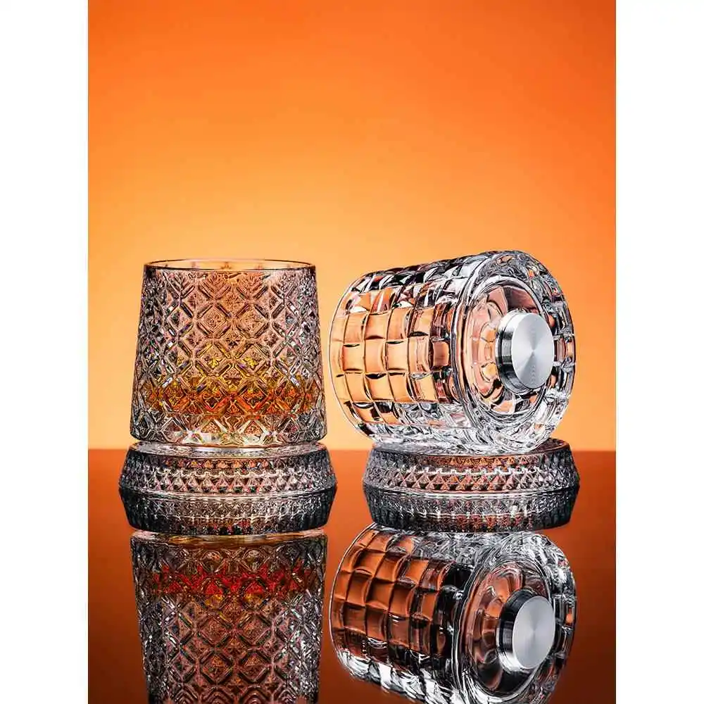 

Luxury Whiskey Glass Elegant Rotating Beer Cup Stress Relief Toddler-proof Crystal Glass Unique Shape Customizable Premium Al...