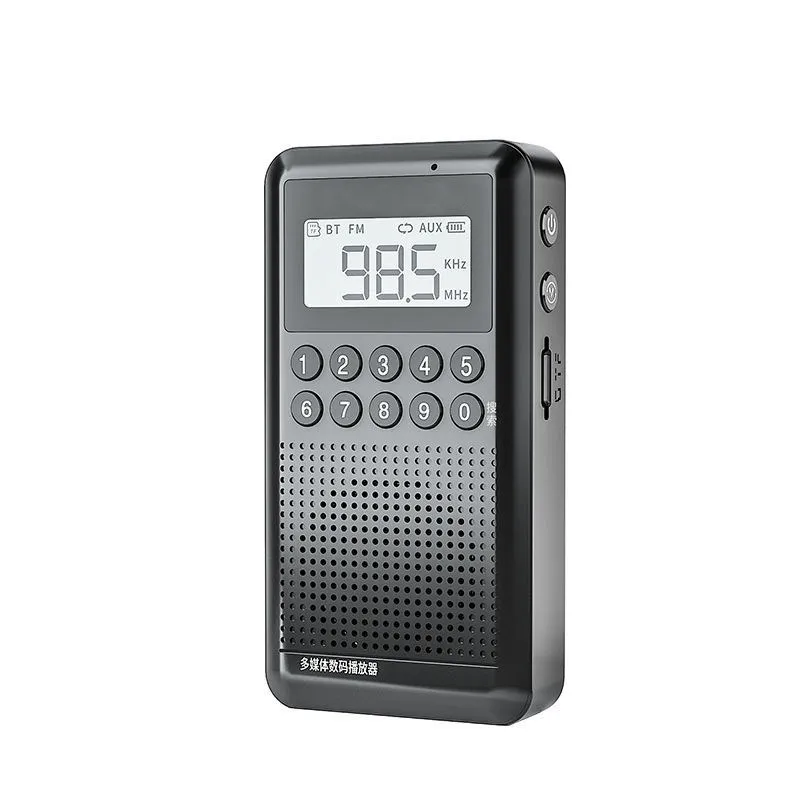 ポケットfmラジオ、音声録音機能付きbluetooth-mp3プレーヤー、tfカード対応、ledデジタルディスプレイ、旅行用ポータブルラジオ