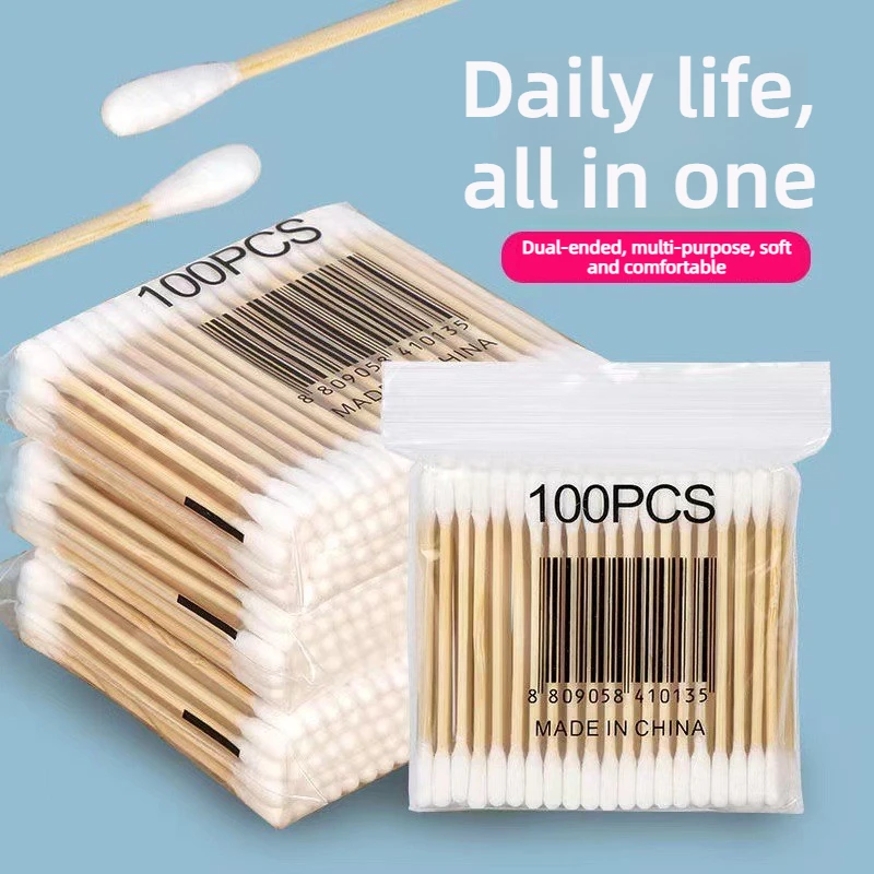 Double Ended Cotton Swabs Household Makeup Removal Ear Digging Hygiene Cleaning Coton Swabs Disposable Round Head Cleaning