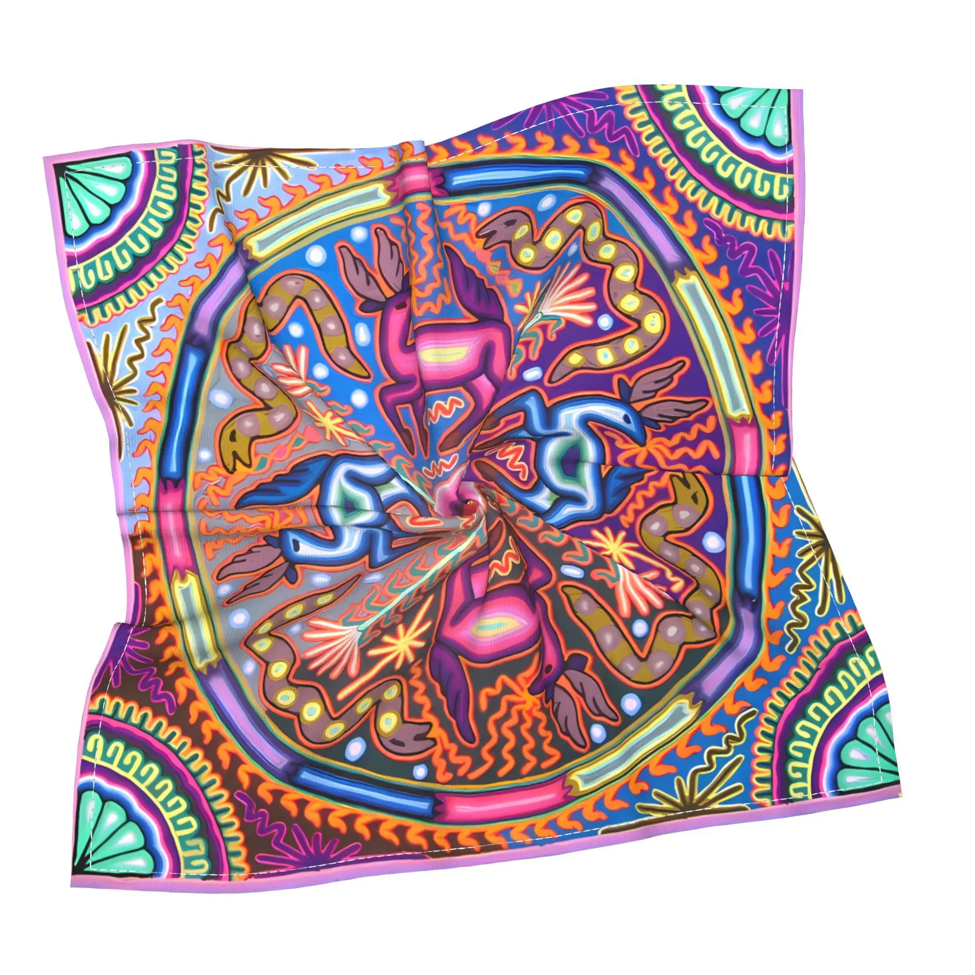 Vibrant Visionary Mandala Tarot Tablecloth Psychedelic Print Mat for Oracle Card Spreads, Board Games & Tabletop Protection