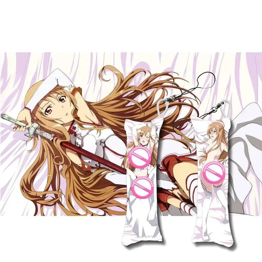 Art Online ACG Anime espada llavero Mini Dakimakura almohada colgantes llavero personalizado correa de teléfono