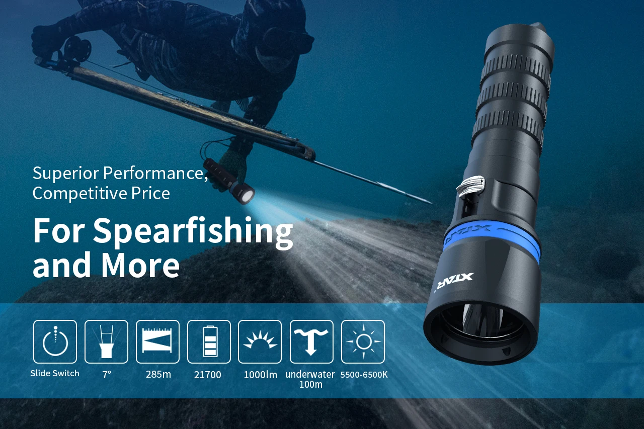 IPX8 Waterproof Diving Flashlight Super Bright Professional Spearfishing LIGHT Led lanterna 21700 Battery XTAR DS1 Flashlight