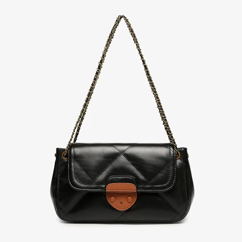 

Autumn and winter new fashion trend versatile chain rhombic bag high texture simple one-shoulder cross-body leather bag