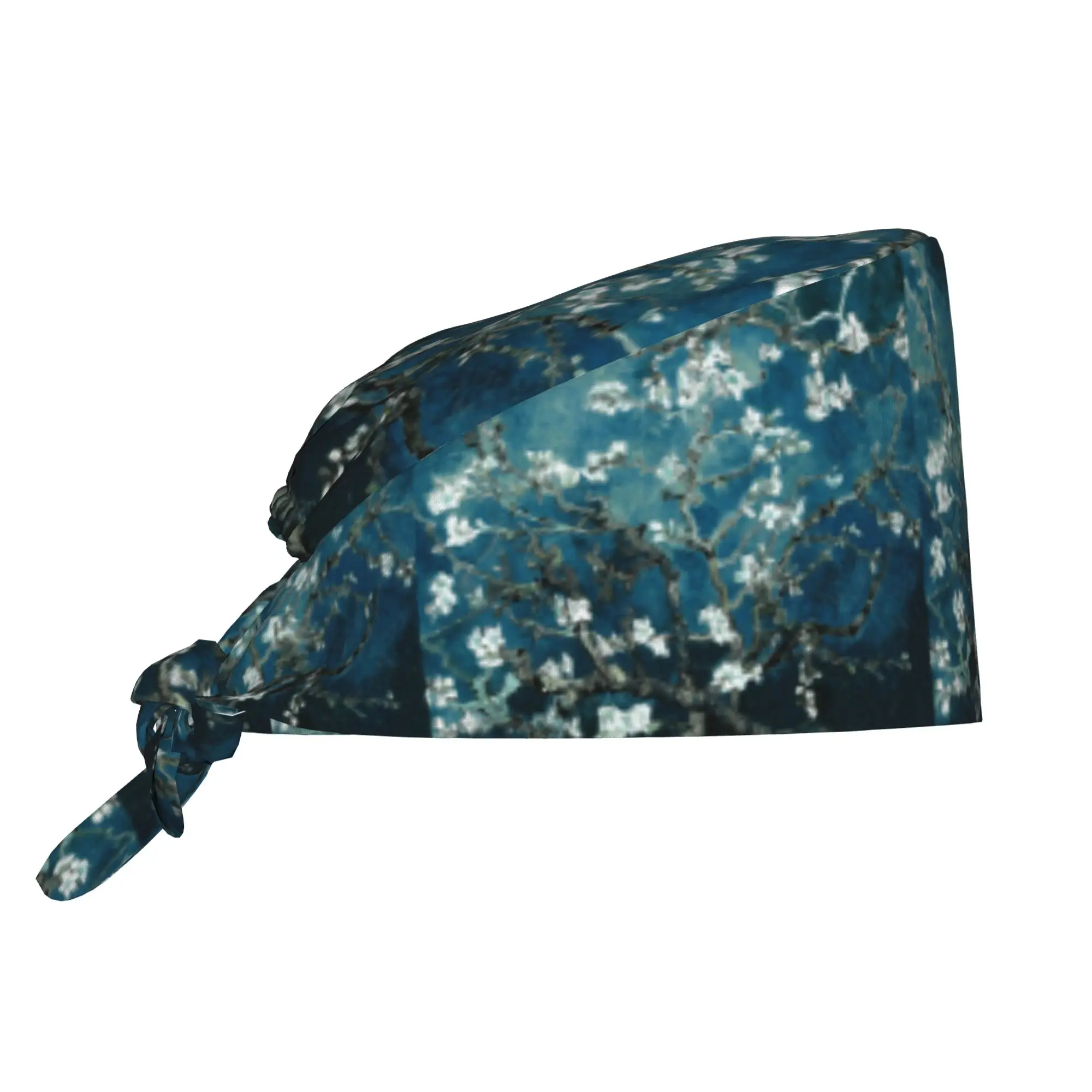 Custom Van Gogh Almond Blossoms Working Cap Surgical Hats Women Men Flowers Painting Operator Hats Lab Works Hat
