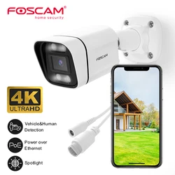 FOSCAM-cámara de seguridad inteligente 4K de 8MP, videocámara PoE con visión nocturna a Color, cámaras de vigilancia con detección de personas y vehículos