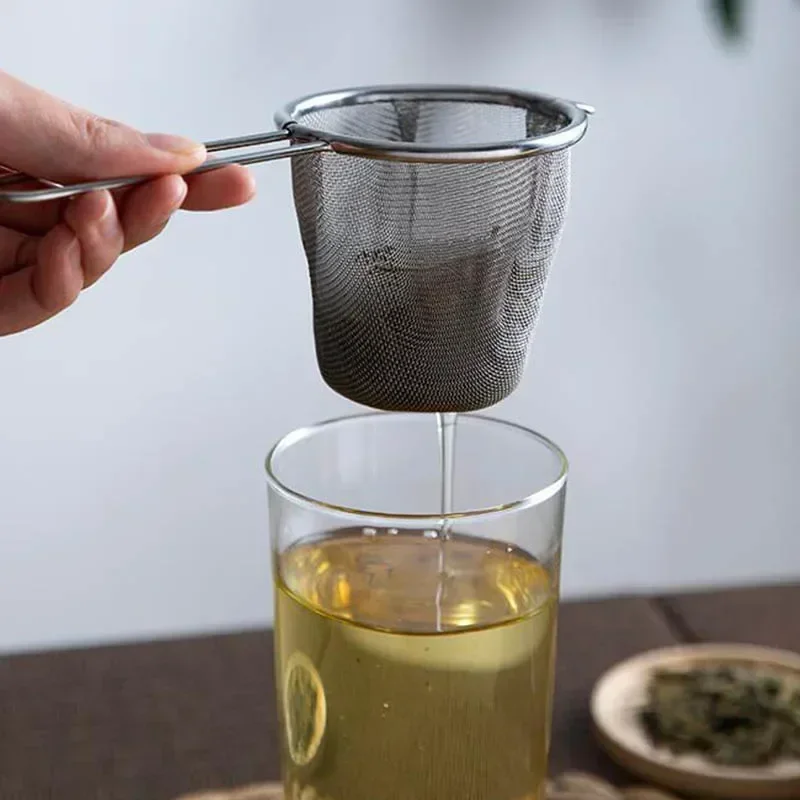 1Pc Tea Infuser With Handle Stainless Steel Coffee Flour Tea Leaf Filter Reusable Strainer Kitchen Gadget Teapot Accessories