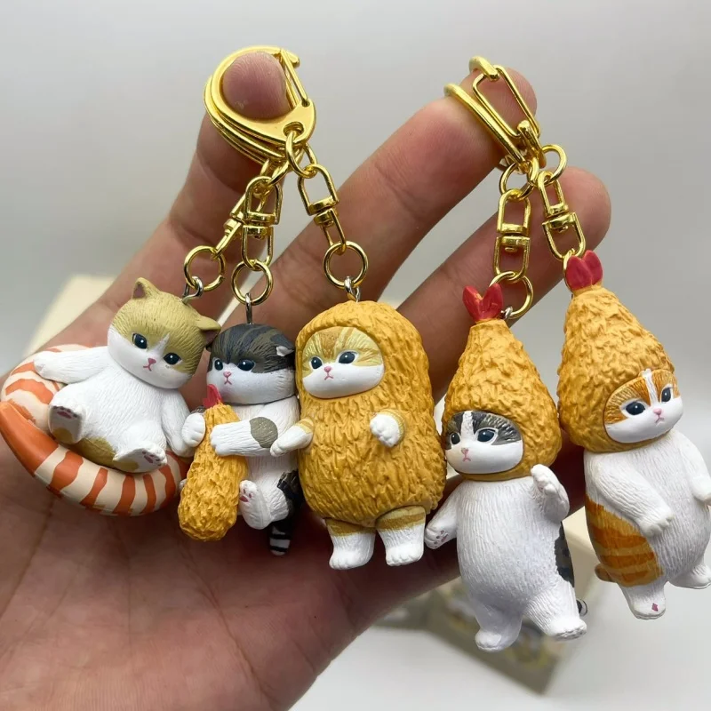 Mofusand Fried Shrimp Meat Cat Spot Japanese Kitan Twisted Egg Wearing Headset Shark Cat Trendy Play Cat Pendant Keychain Gift