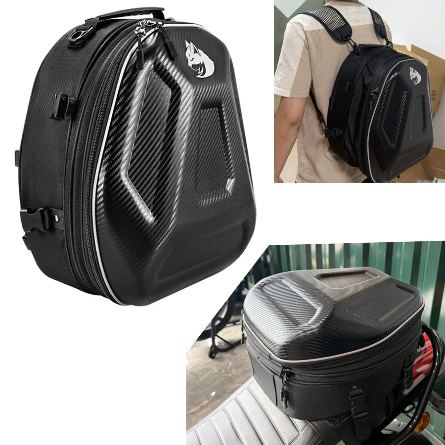 black-carbon-fiber-35l-eva-motorcycle-electric-bike-backseat-bag-helmet-bag-tote-backpack-travel-backpack