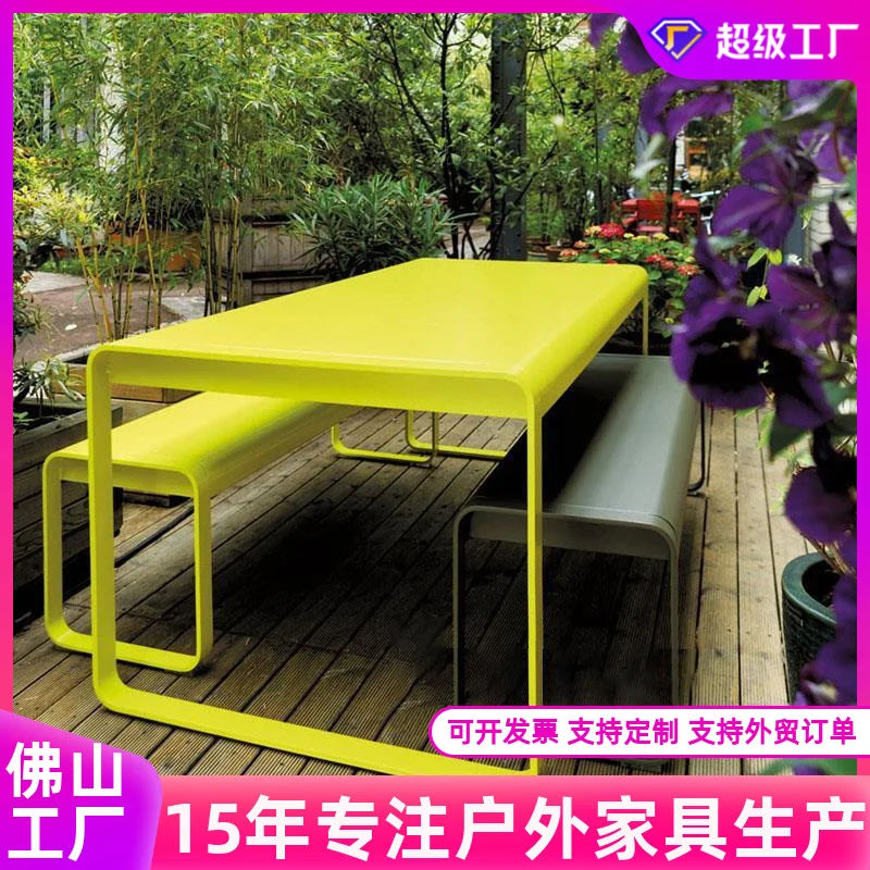 

Customizable Outdoor Metal Bench Villa Table and Chair
