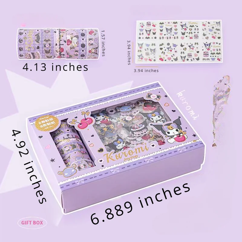 Sanrio Kuromi Cinnamoroll Melody Stickers Gift Box Kawaii Anime Hand Account Guka Decoration DIY Sticker Girls Kids Toys