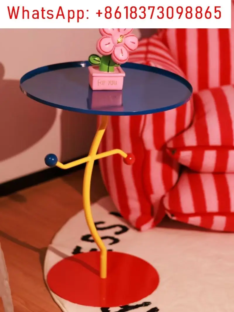 

Metal Wrought Iron Living Room Sofa Side Table Coffee Table Balcony Round Storage Colorful Side Table Bedroom Storage Rack