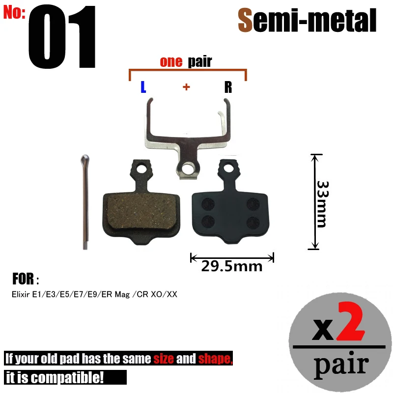 DELT 2 Pair Bicycle Disc Brake Pad,For SRAM AVID,Elixir,E1,3,5,7,9,ER,CR,XO,XX,841,MTB,BIKE,Hydraulic,Mechanical,Part