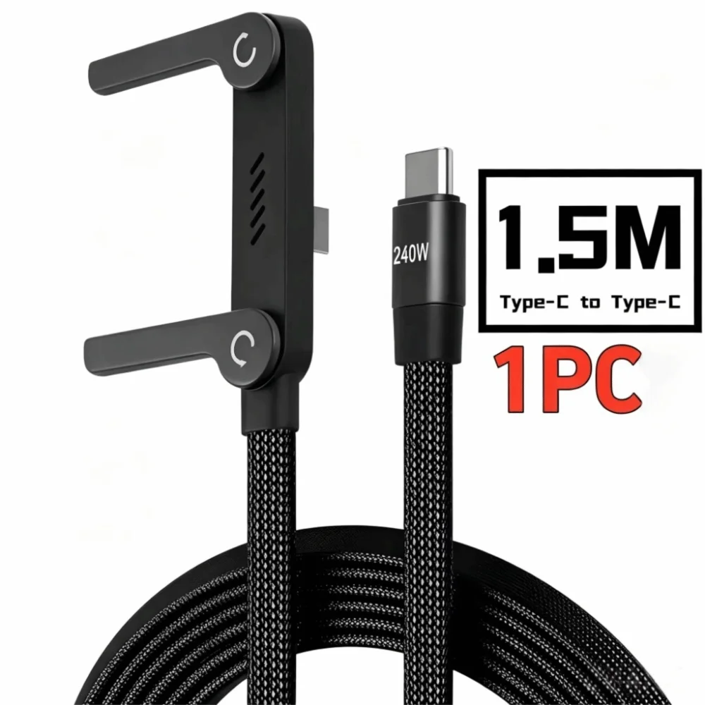 Built In Phone Stand Mobile Phone Stand Cable Foldable Bracket 240W USB C Cable 2-in-1 Design Fast Charging Data Cable