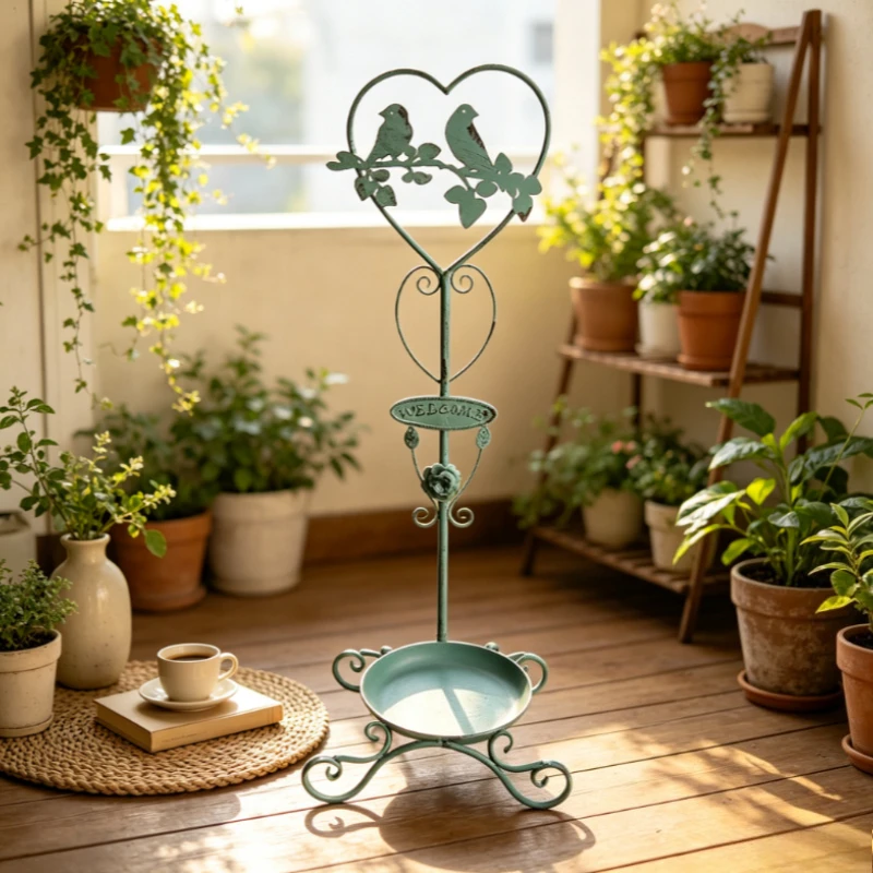 Rustic Iron Plant Stand Outdoor Gardening Climbing Vine Trellis for Green Plants Vintage Metal Display Shelf Garden Decor Rack
