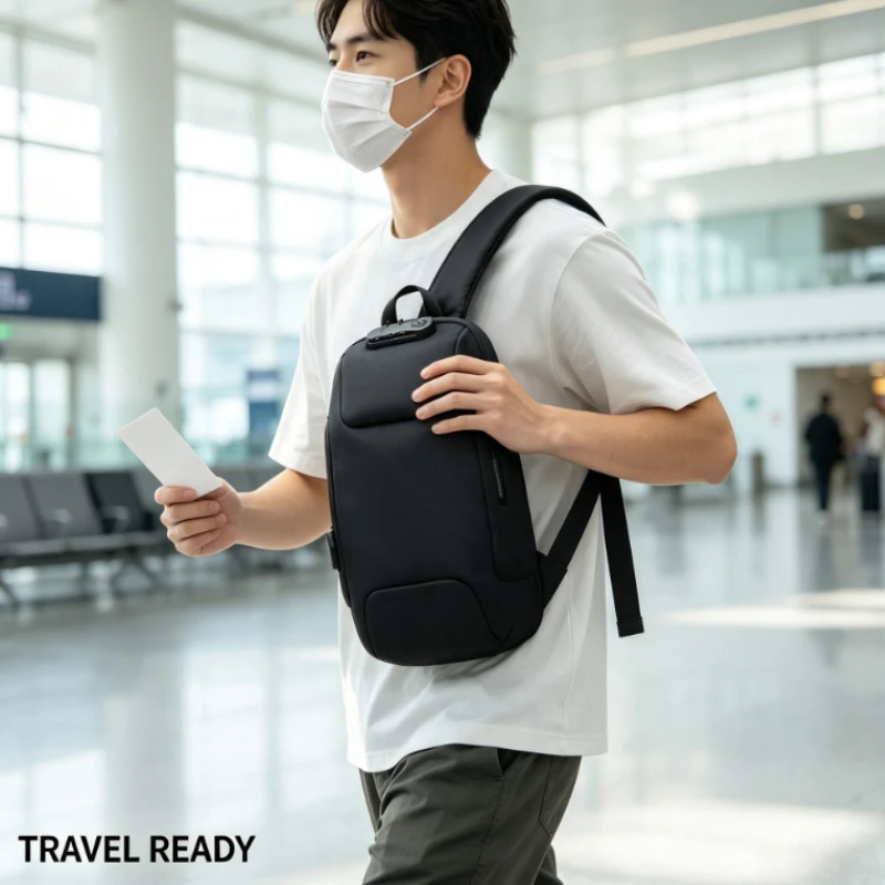 Men's breast bag, high-end messenger bag, waterproof multi-function, commuting and going out sports fitness portable bag