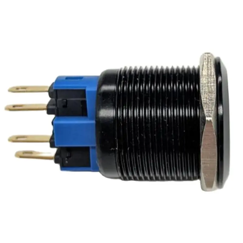 Zusen 22 มม.อลูมิเนียมสีดําออกไซด์ LATCHING Momentary PUSH ปุ่มสวิทช์ (ZS22-11/A)