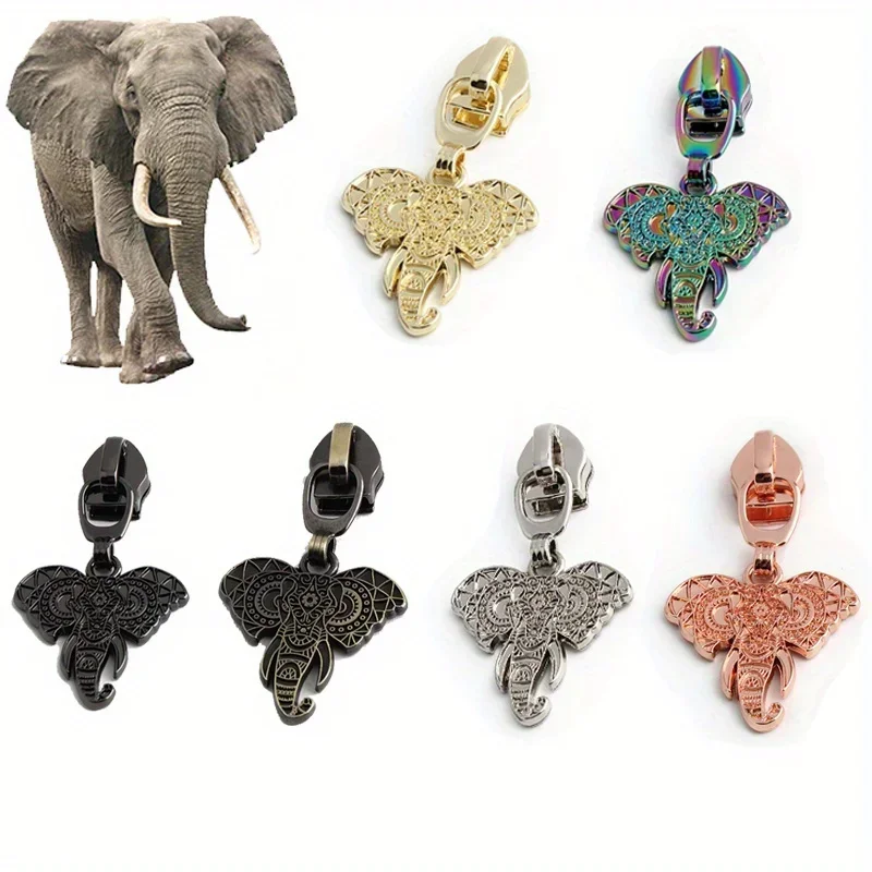 5PCS Elephant Horse Sheep Deer Skull Metal Zipper Pullers Wallet Pillow Pencil Case Clothes Ram Deer Animal Puller Sliders