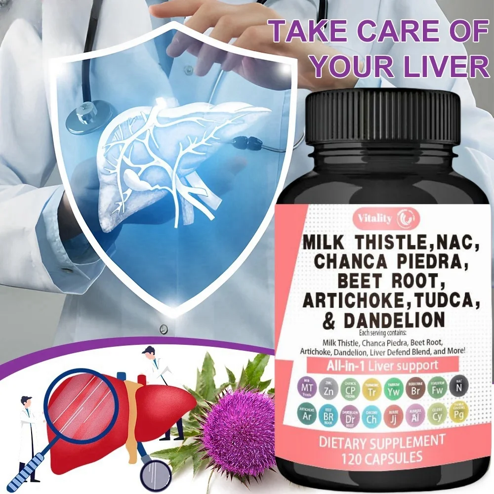 Milk Thistle Capsule - Helps Purify & Detoxify The Liver, Lower Blood Lipids, Maintain Healthy Liver Function Natural Dandelion