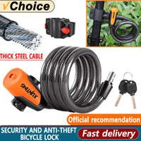 100cm Bicycle Lock Anti-theft Mountain Road Bicycle Wire Chain Lock Key Safety Anti-theft Belt Mounting Bracket Bicycle Lock