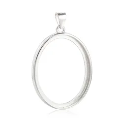 Pendant Base for 16X20mm/16x22mm/17x24mm/18x23mm/21X27mm Oval Cabochons White Gold Plated 925 Silver Pendant Setting