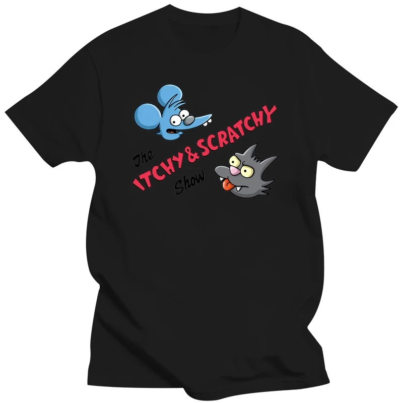 The Itchy & Scratchy Show Funny Tees Cotton Tops T Shirt Clothes Popular T-Shirt Crewneck 100% Cotton Tees