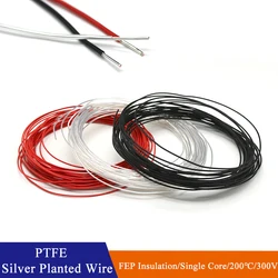 2/5/10/20/50M Single Core PTFE Wire FEP Insulation Silver Plated High Purity OFC Copper Cable HiFi Audio Speaker Headphone Line