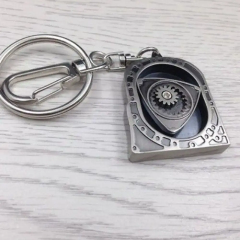 Zinc Alloy Spinning Rotor Keychain Mechanical Smooth Automotive Engine Rotary Keyring Creative Special Auto Parts Model Keychain