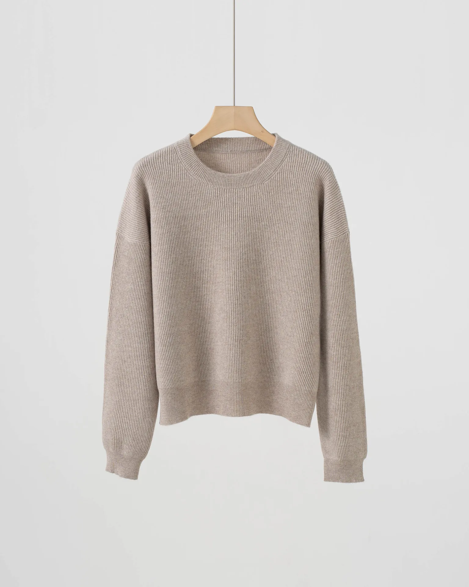 Women's Casual Versatile Crew-Neck Knit Top – Long-Sleeve Cashmere-Wool Blend with Metallic Thread (Autumn/Winter 2026)