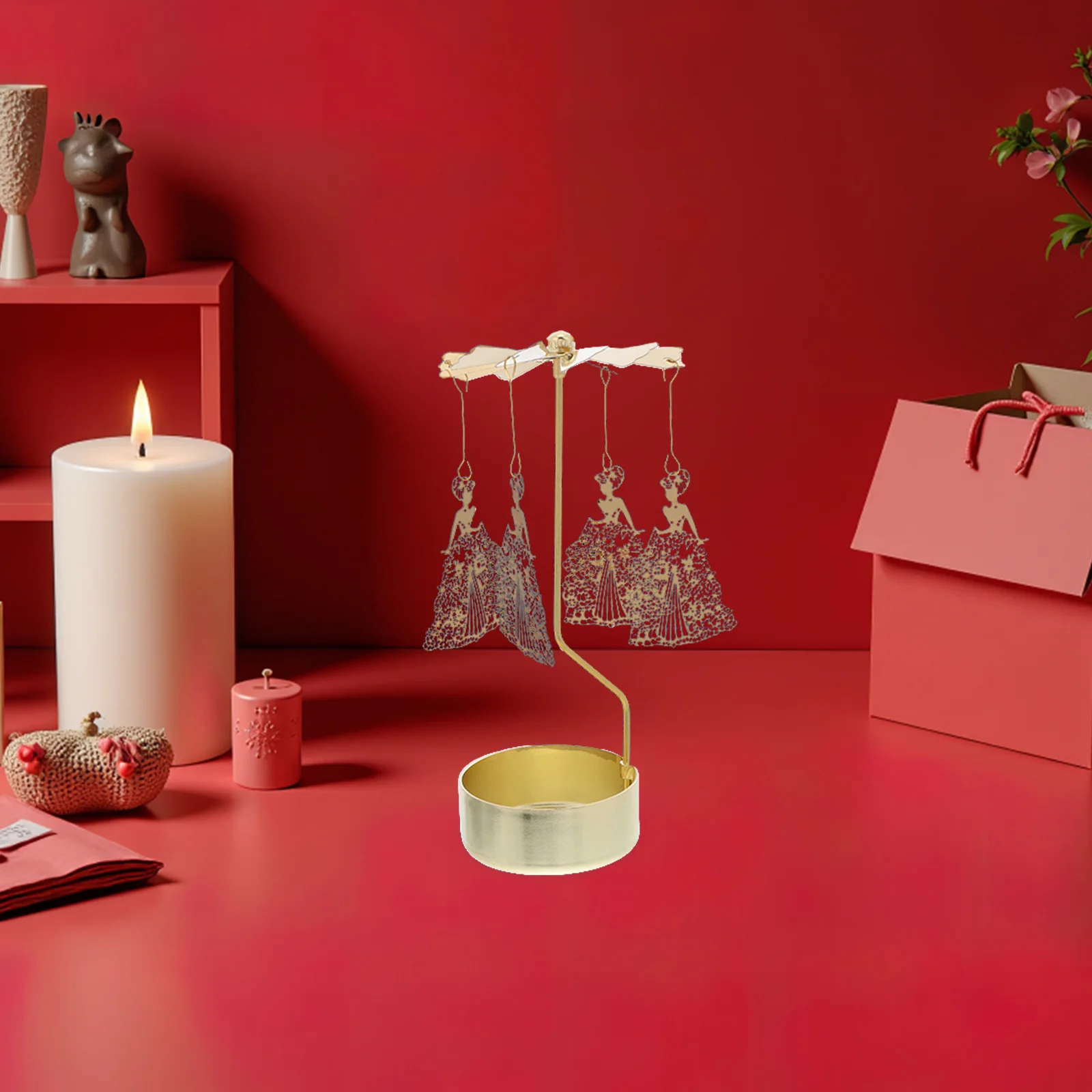 Elegant Metal Rotating Holder Mesmerizing Spin Christmas Valentine's Day Desktop Decoration Iron Candlestick Ornaments - Image 6