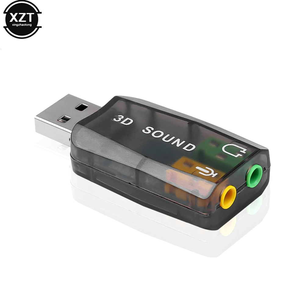 10pcs/lot V5.1 3D USB to 3D Audio USB External Sound Card Adapter 5.1 Channel Sound Professional Microphone 3.5mm input