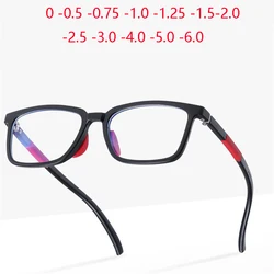 Anti Blue Light Myopia Prescription Eyeglasses Boy Girl TR90 Stundent Square Nearsighted Glasses For Children 0 -0.5 -0.75 To -6