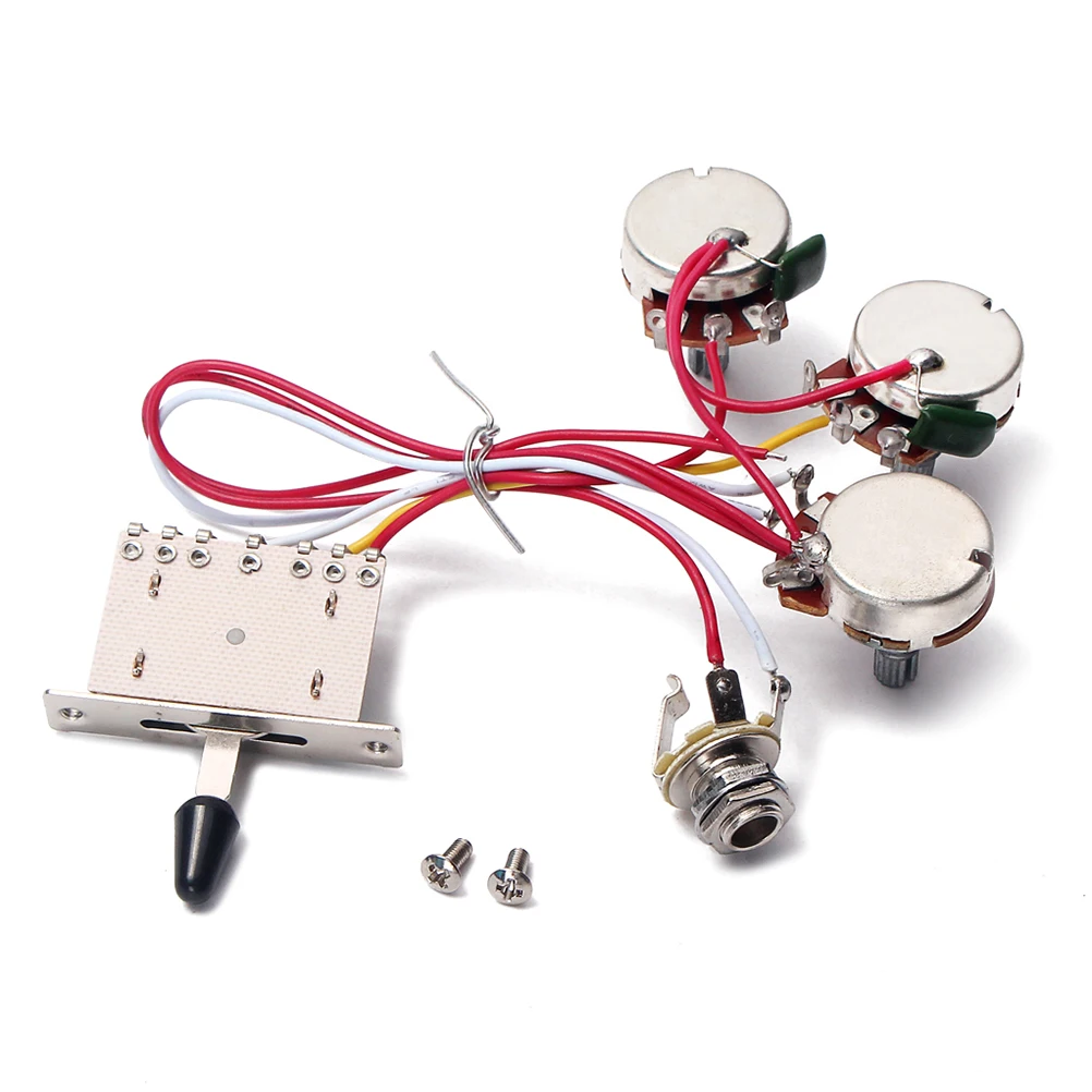 

Guitar Wiring Harness 1 Volume 2 Tone Pot Jack 500K Toggle Switch Durable Low Noise Electric Bass Guitar