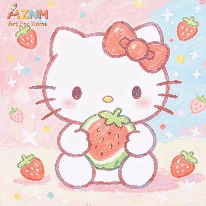 Cute Sanrio Characters Wall Poster,Fruit Beverage Fresh Cartoon Canvas Print,Unframed Wall Art for Girls Bedroom Home Decoration