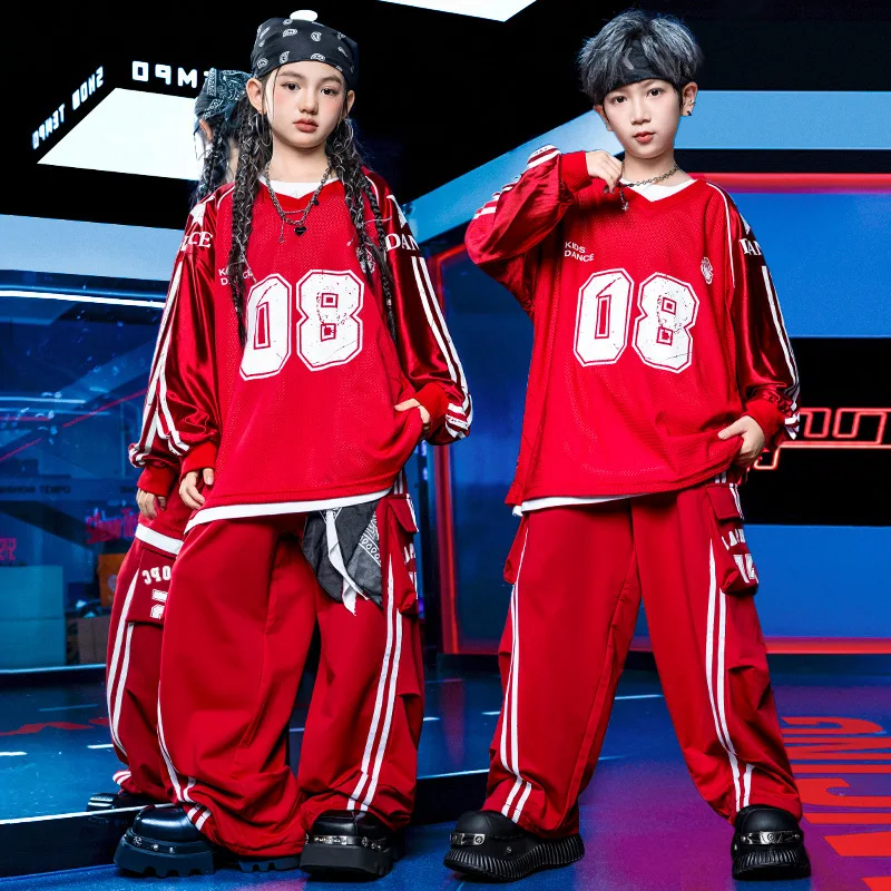 

Kids Teenager Tracksuits Children Boys Girls Streetwear Hip Hop Loose Sport T-shirt Pants Sets Dance Costume Performance Clothes