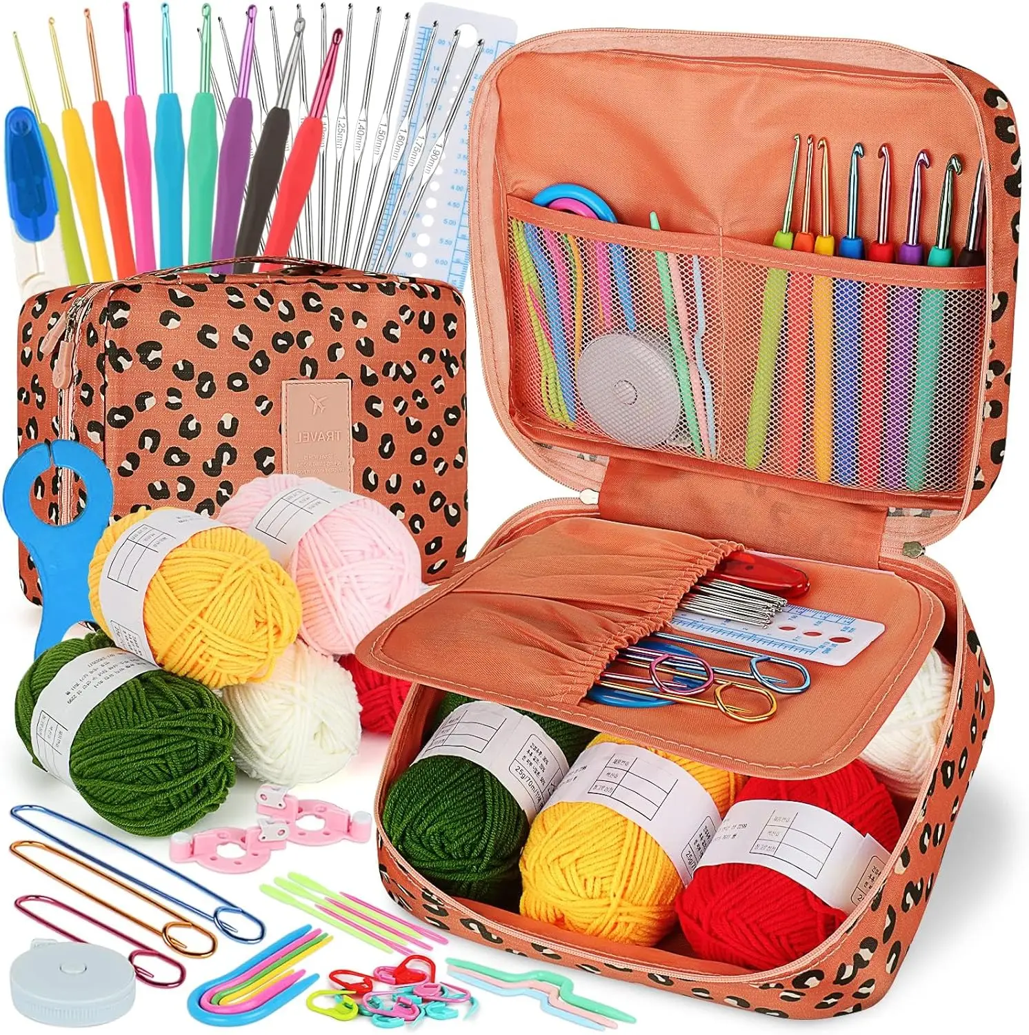 

Complete Crochet Kit for Beginners with 58PCS Hooks, Yarn & Travel Case - Ergonomic DIY Craft Supplies