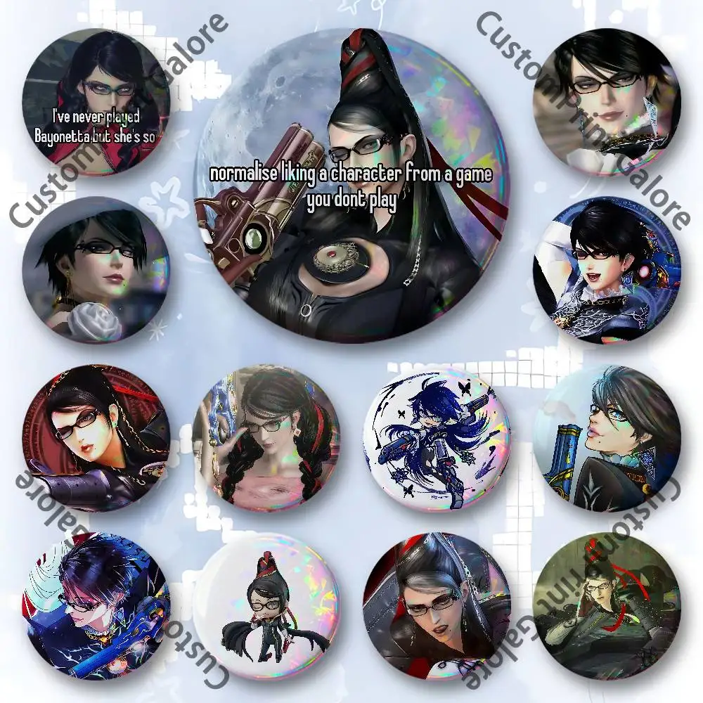 

Game B-Bayonetta Custom Badges 75mm 44mm 25mm Brooch Backpack Hat Enamel Pins Accessories Toys Gifts