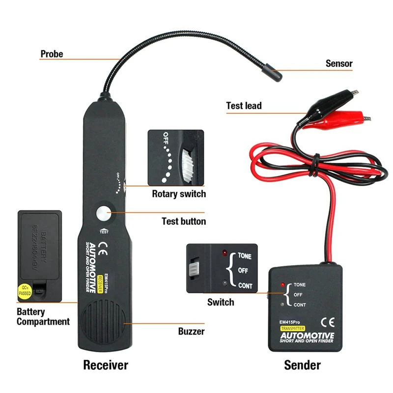 Automotive Wire Short Open Finder Circuit Detector Power Cable Tester Tracer EM415PRO Scanner Diagnostic Tool for Boat-A07G - view 4