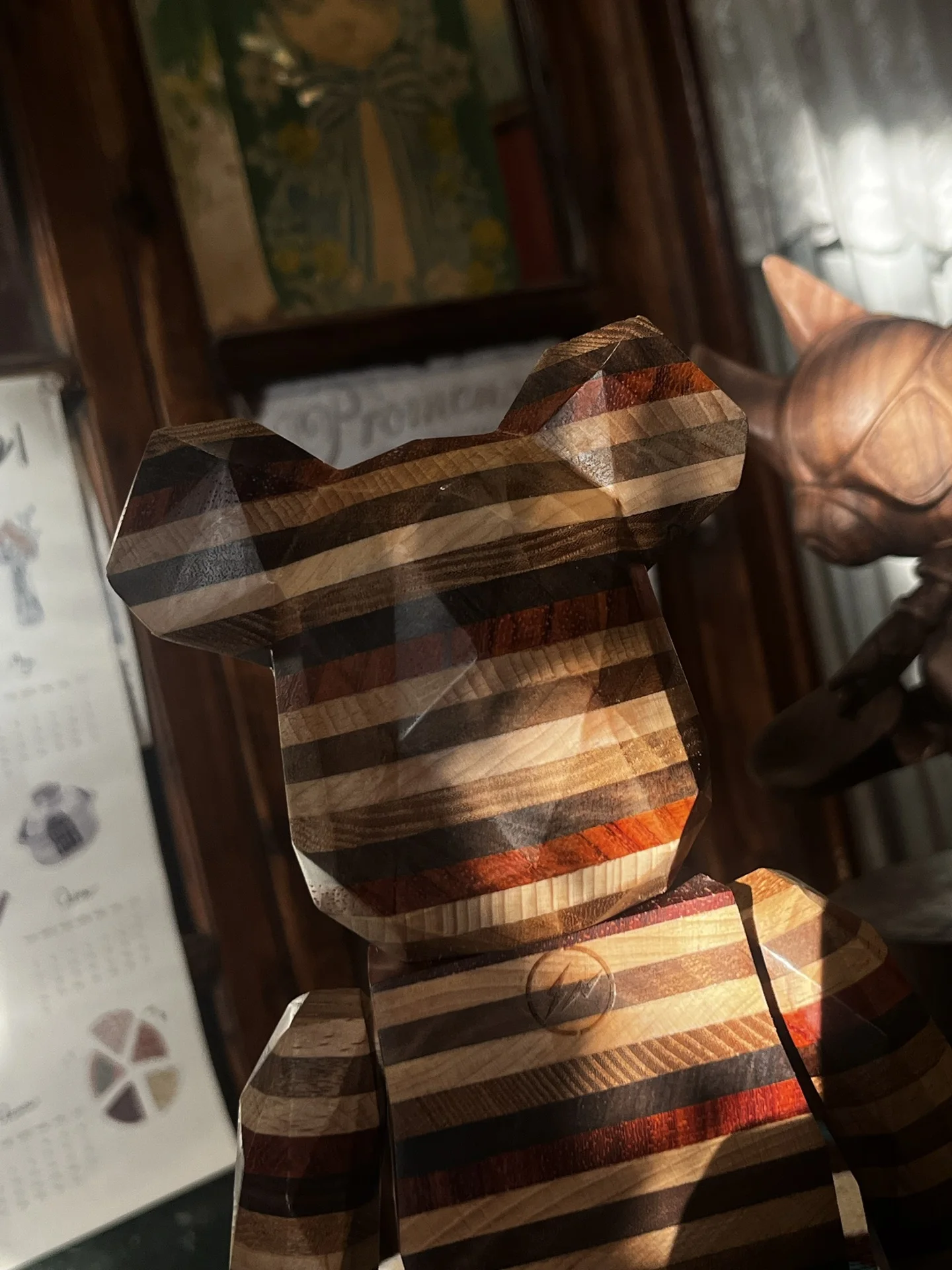 Bearbrick 400% Karimoku Horizon Horizon en forme de diamant 6 types d'épissure de bois 28 cm hauteur 11 pouces Collection figurines cadeaux D