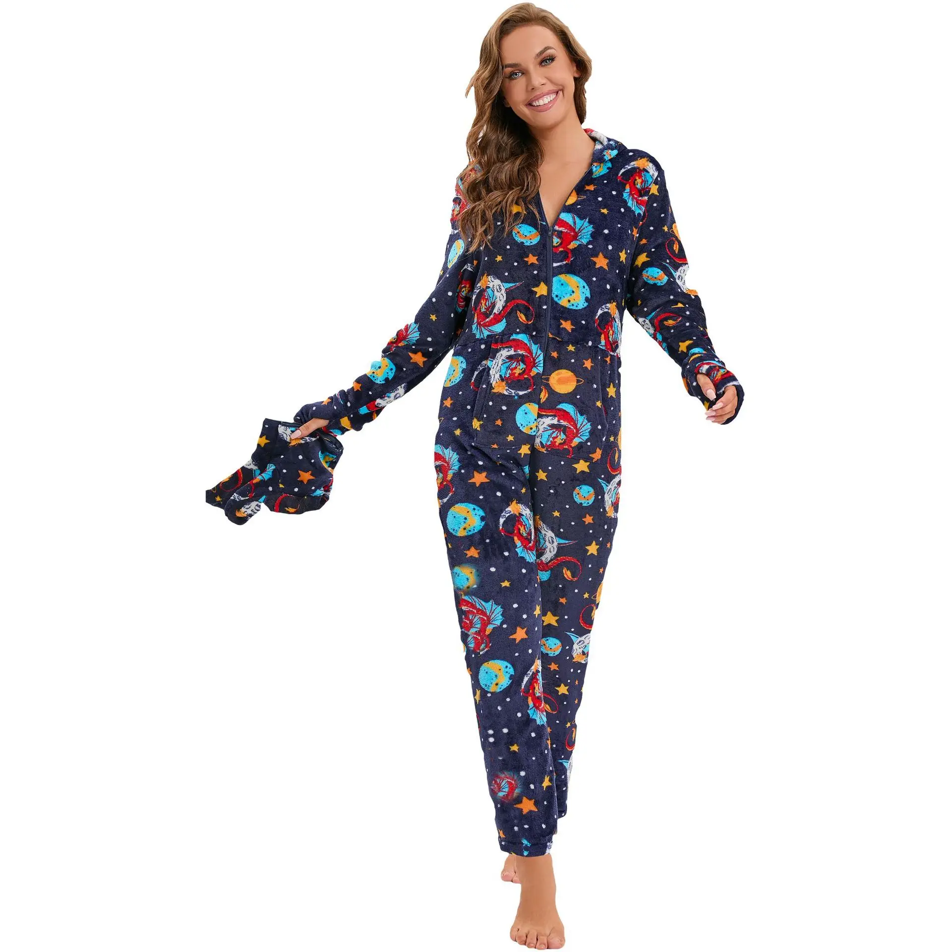 Winter Warm Animal Print Pyjamas Women Onesies Flannel Sleepwear Size XXL Hood Sets Pajamas For Women Adult