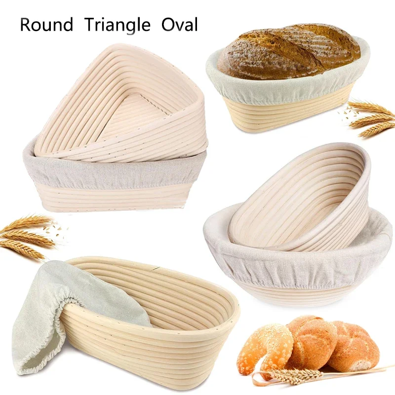 

1pcs Oval/Circle/Triangle Rattan Bread Proofing Basket Natural Rattan Wicker Dough Fermentation Bread Basket Kitchen Tool