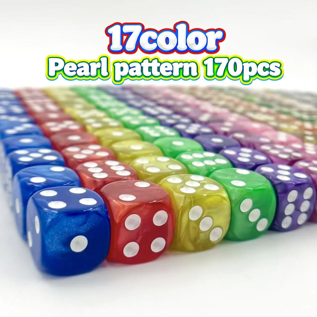 

170 шт. 16-миллиметровых акриловых 6-гранных игральных костей D6 с закругленными углами, 17 цветов, для настольных игр, вечеринок, подарков