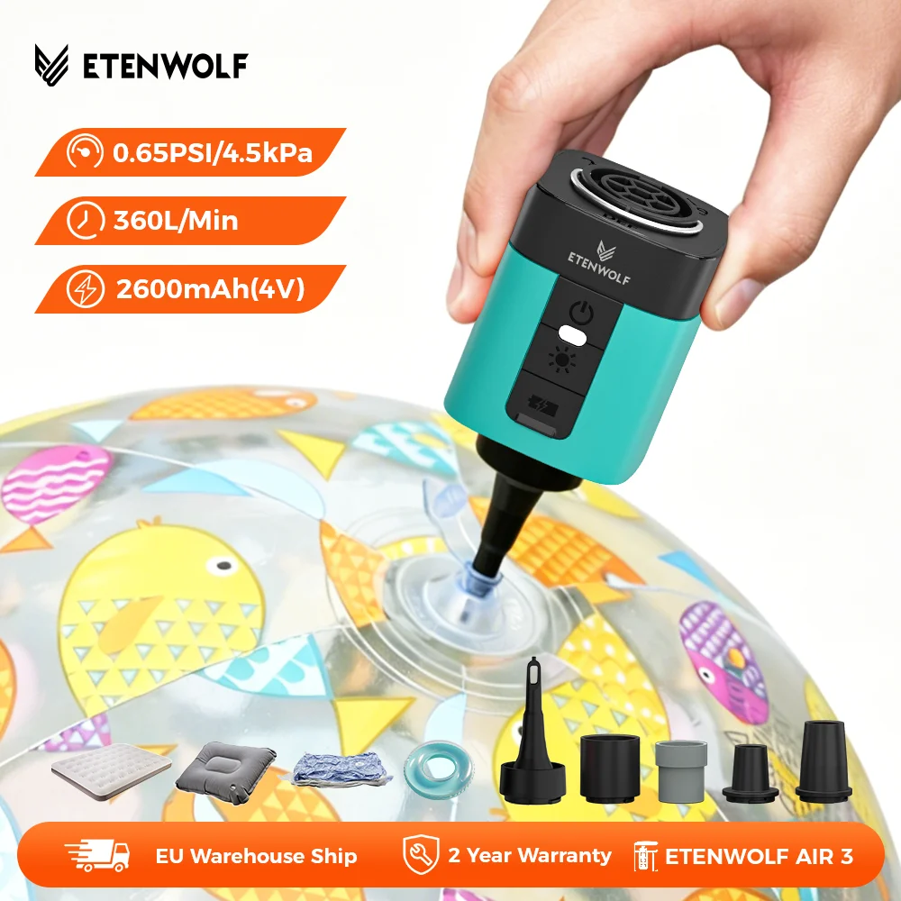 ETENWOLF AIR 3 Elektrische Luftpumpe 2600 mAh & Campinglampe Aufblas- und …