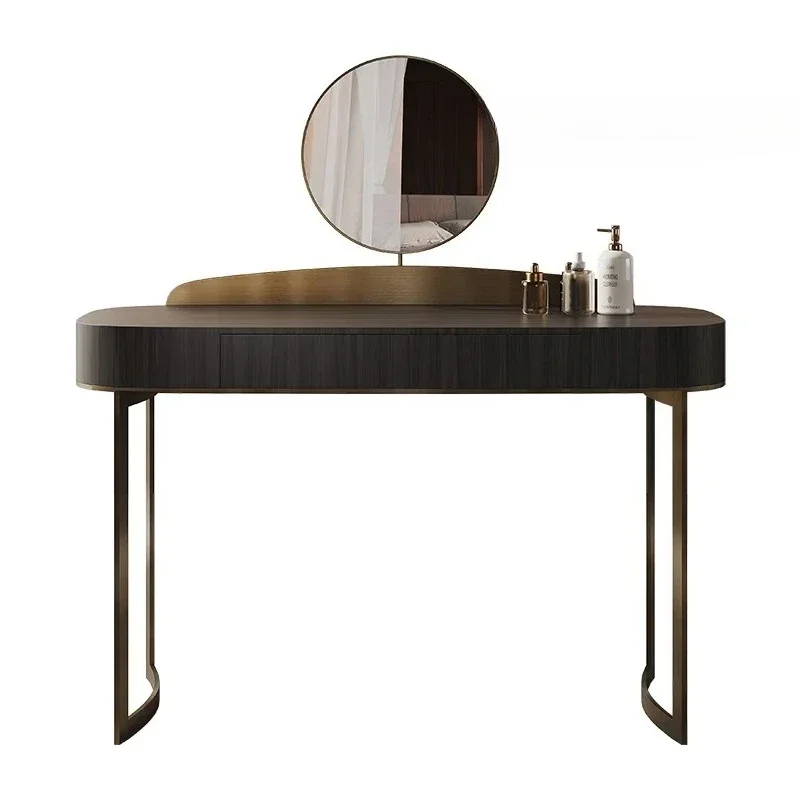 AAMedieval Solid Wood Dressing Table, Bedroom Black Dressing Table, Simple Retro High-end Light Luxury Dressing Table