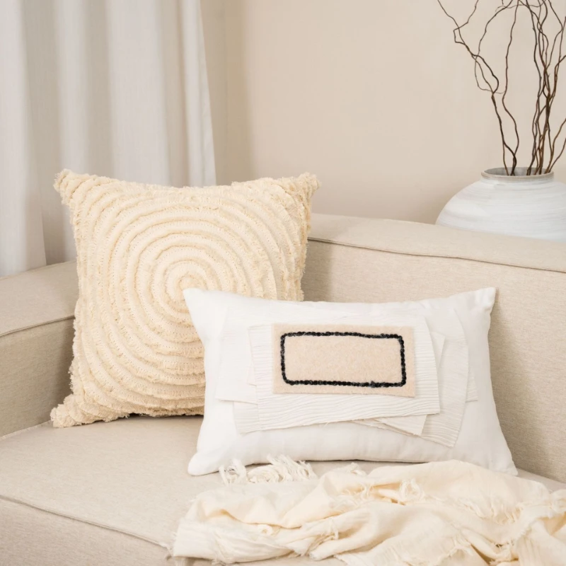 30X50/45X45CM Ancient Cream Throw Pillow Cover Simple Geometry Stamping Waist Cushion Cover Decor Home Decorative Pillowcase
