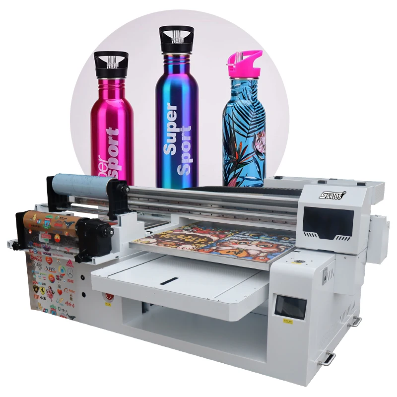 UV printer for Cylindrical fixture printing A1 size with EP i3200 head UV roll-flat printers