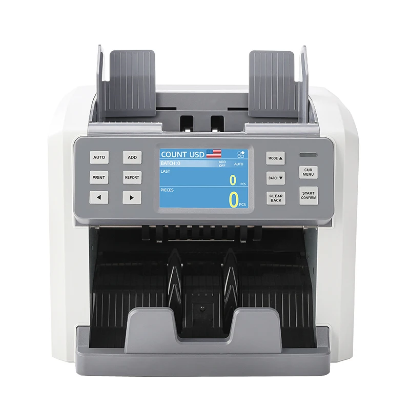 HL- P100 Popular New Money Counter with 2 CIS Frontloading Bill Counting Machine  Serial Number Recognition Printing