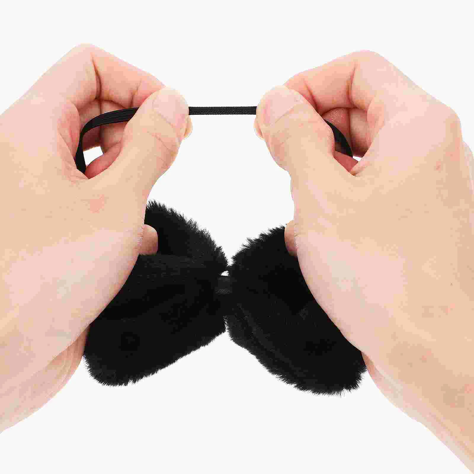 Cat Ears Headband Tail Set Fuzzy Black Furry Adult Woman Costume Accessories Halloween Cosplay Party Toddler Plush Comfortable