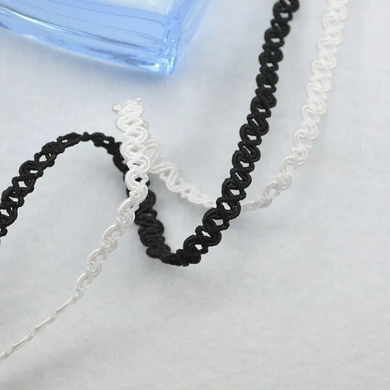 5 meter / 16,4 ft per pak nieuwe kanten riem kledingaccessoires DIY decoratieve trouwjurk kanten kleding zwart-wit dubbel 8-karakter kant
