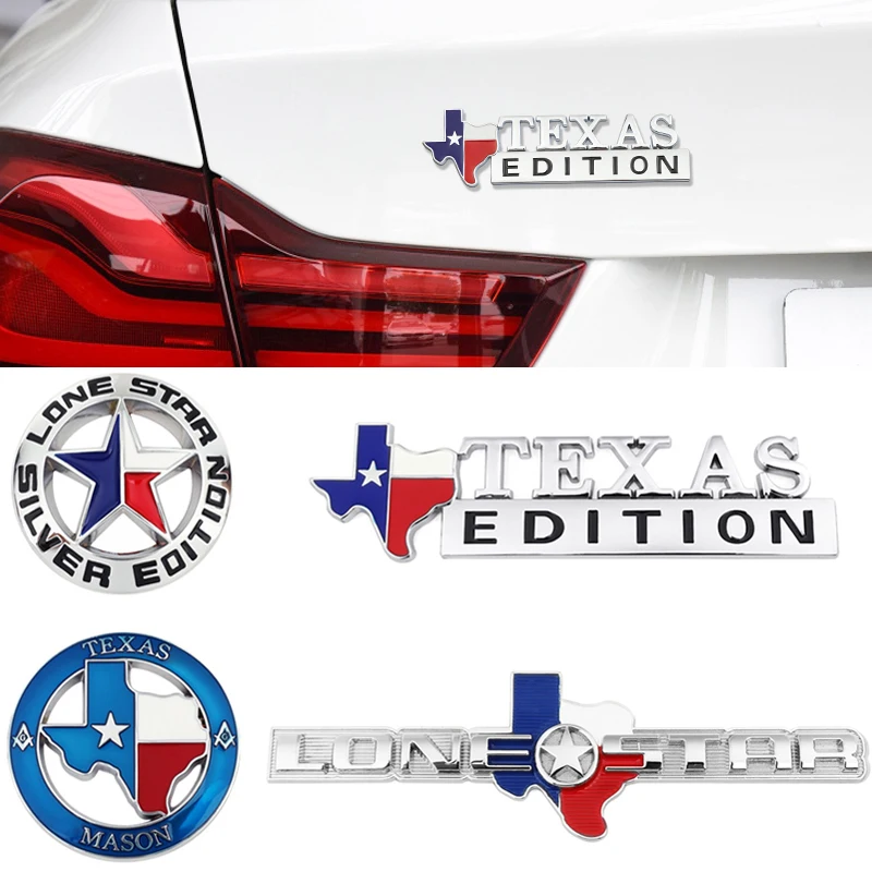 3D Metal Lone Star Texas Edition Emblem Badge car stickers For Jeep Wrangler Liberty Grand Cherokee Patriot Renegade Compass