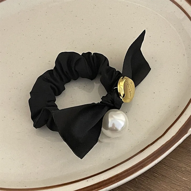 High Elasticity Classic Pearl Hair Band Rubber Band 2023 Latest Style Black Velvet Classic Seal Hair Band Hair Accessories Gifts